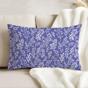 Periwinkle Whimsical Foliage Pattern Accent Pillow