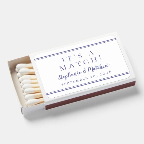 Periwinkle White Chic Simple Modern Wedding Favors Matchboxes