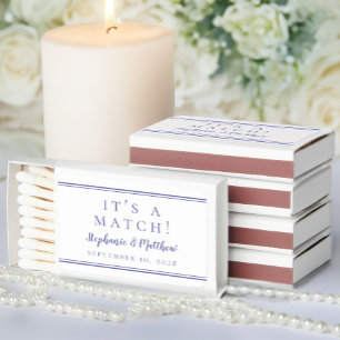 Periwinkle White Chic Simple Modern Wedding Favors Matchboxes