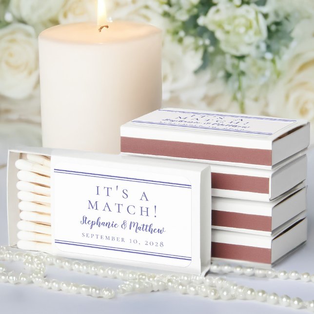 Periwinkle White Chic Simple Modern Wedding Favors Matchboxes (Periwinkle White Chic Simple Modern Wedding Favors Matchboxes)