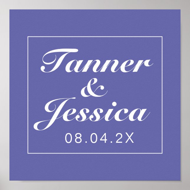 Periwinkle & White Minimalist Wedding Sign Print (Front)