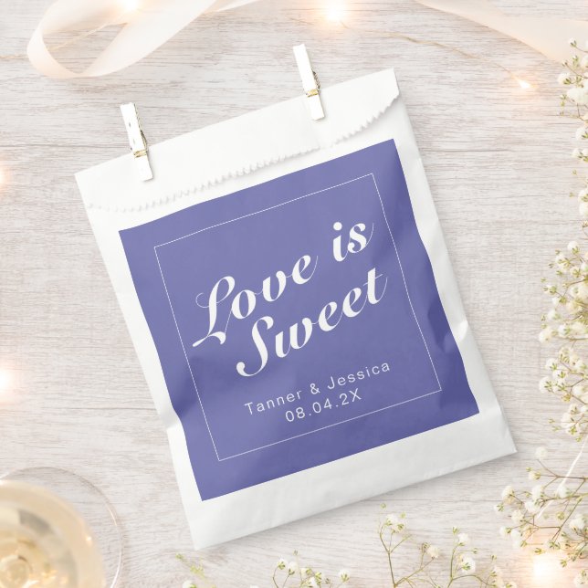 Periwinkle & White Modern Minimalist Wedding Favor Bag (Clipped)