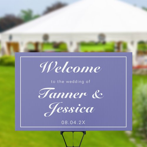 Periwinkle  White Modern Wedding Welcome  Sign