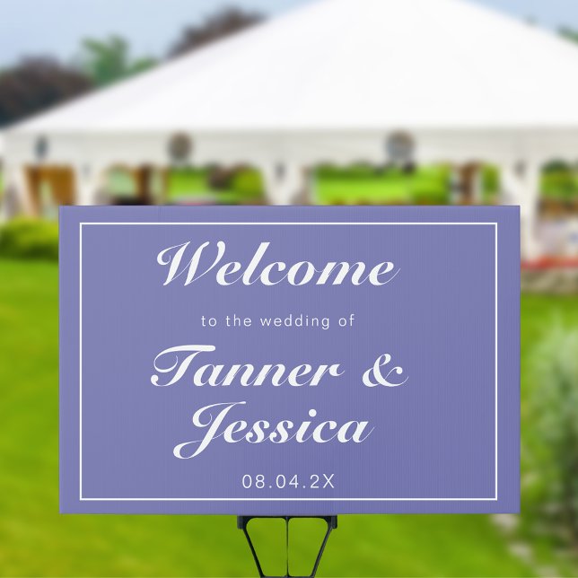 Periwinkle & White Modern Wedding Welcome  Sign (Creator Uploaded)
