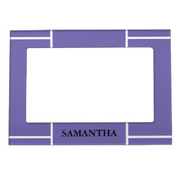 Periwinkle White Stripes Personalized Name Magnetic Frame
