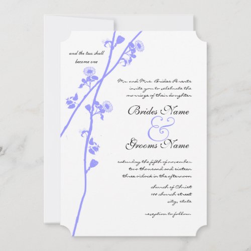 Periwinkle Wild Flower Branch Wedding Invitation