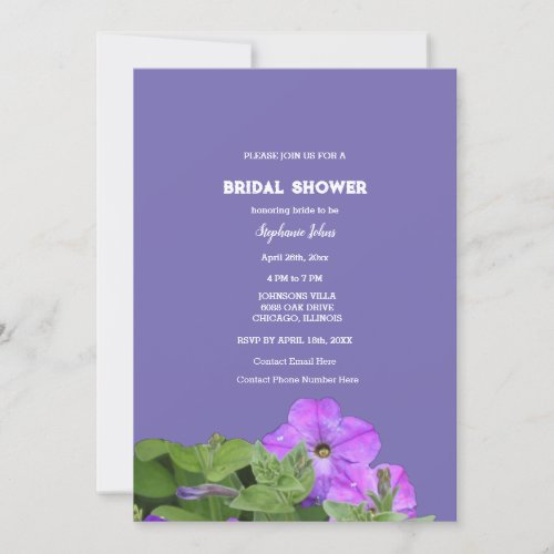 Periwinkle Wildflower Bridal Shower Floral Wedding Invitation