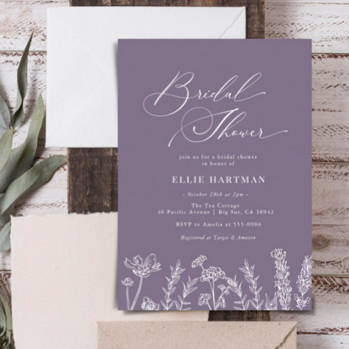 Periwinkle Wildflower Bridal Shower Invitation