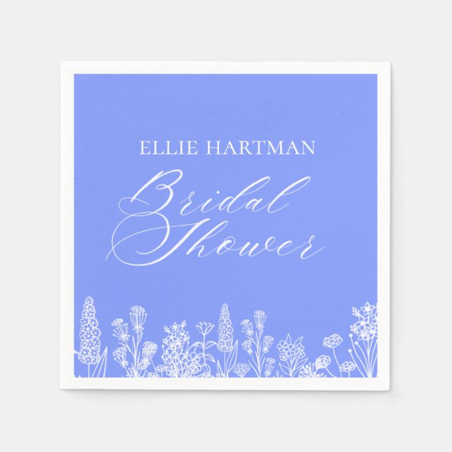 Periwinkle Wildflower Bridal Shower  Napkins (Front)