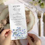 Periwinkle Wildflower Delicate Floral Wedding Menu<br><div class="desc">Wildflower wedding menu with watercolor wild flowers. This sweet floral design has delicate and feminine wildflowers in a romantic soft palette of lilac, periwinkle, pale purple, lavender and blue. Perfect for spring and summer wedding. For co-ordinating invitations, stationery, signs and day-of-event decor, please browse my Lilac and Periwinkle Wildflower Wedding...</div>