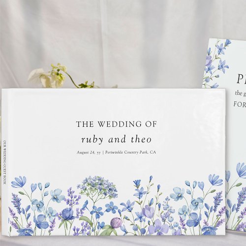 Periwinkle Wildflower Elegant Floral Wedding Guest Book