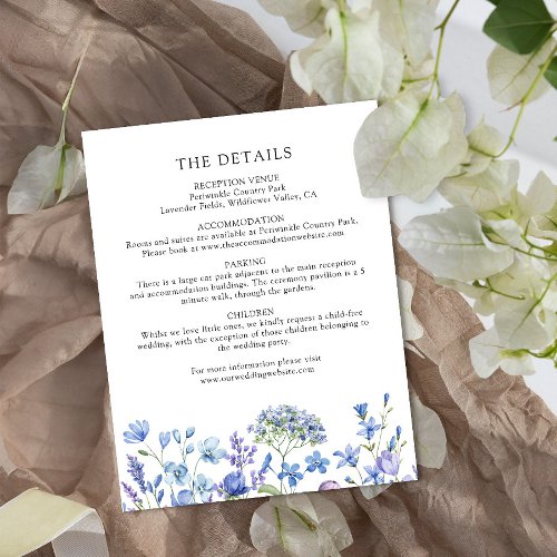 Periwinkle Wildflower Floral Wedding Details  Enclosure Card