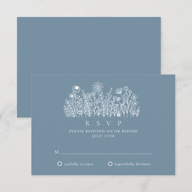 Periwinkle Wildflower Garden Wedding RSVP (Front/Back)