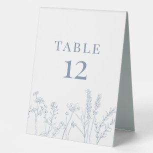 Periwinkle Wildflower Table Card Number Table Tent