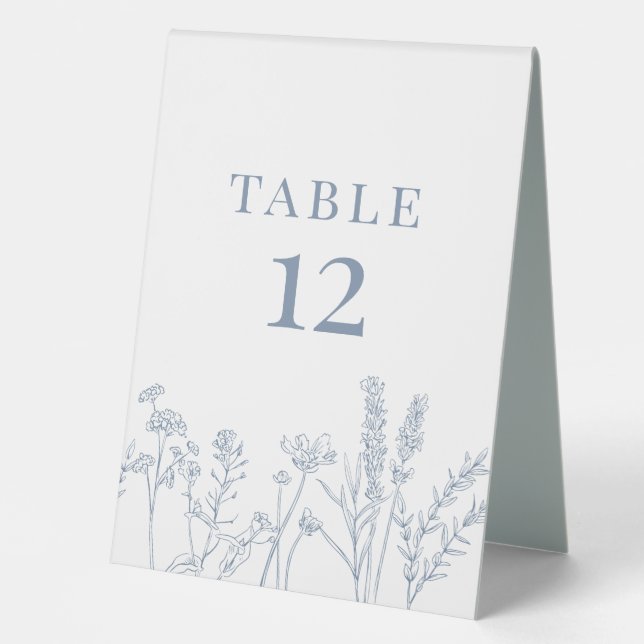 Periwinkle Wildflower Table Card Number Table Tent (Front)