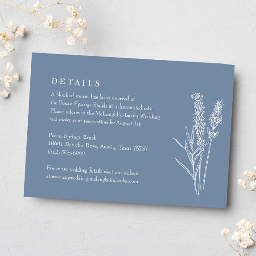 Periwinkle Wildflower Wedding Details Enclosure RSVP Card