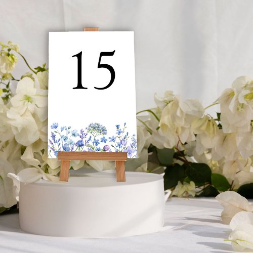Periwinkle Wildflower Wedding Floral Table Number