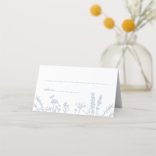 Periwinkle Wildflower Wedding Folded Place Card