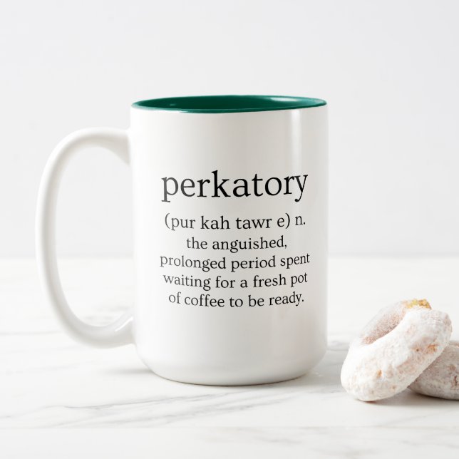 Perkatory Definition Two-Tone Coffee Mug (With Donut)
