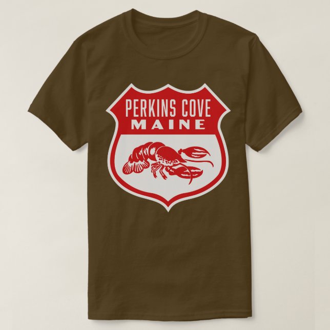 Perkins Cove Maine Retro  Shield Red T-Shirt (Design Front)