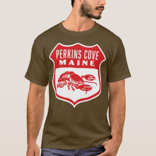 Perkins Cove Maine Retro  Shield Red T-Shirt
