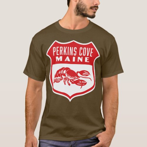 Perkins Cove Maine Retro  Shield Red T_Shirt