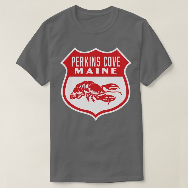 Perkins Cove Maine Retro  Shield Red T-Shirt (Design Front)