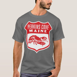 Perkins Cove Maine Retro  Shield Red T-Shirt