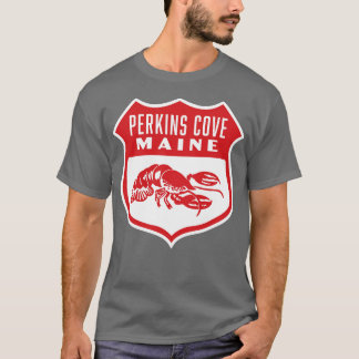 Perkins Cove Maine Retro Shield Red T-Shirt