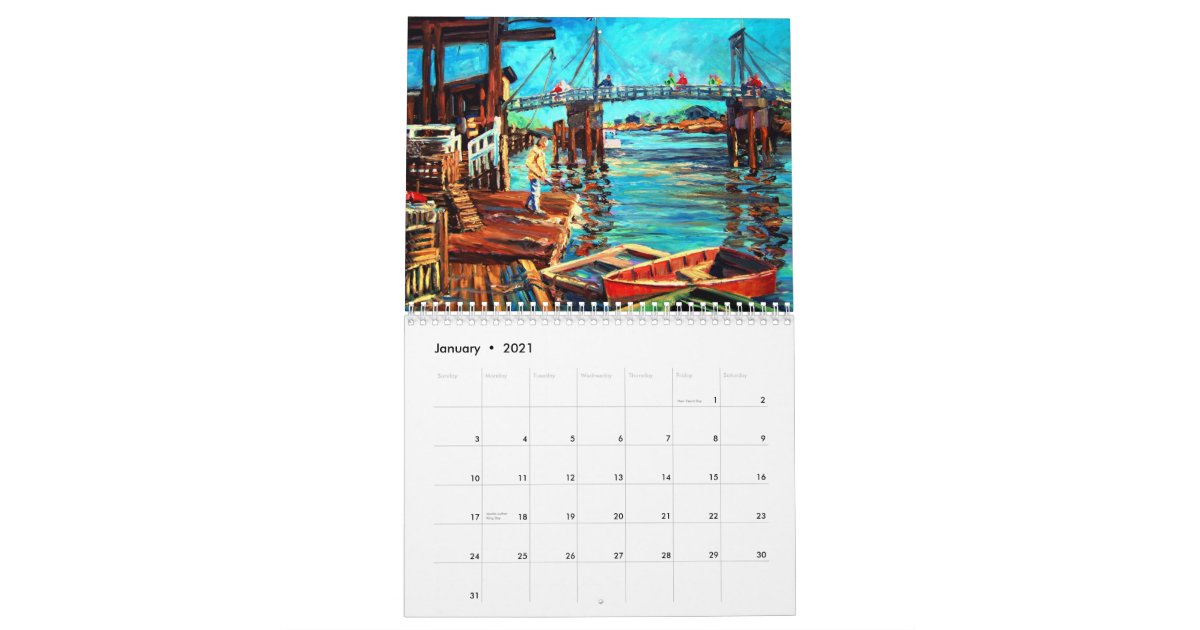 Perkins Cove, Ogunquit, Maine Wall Calender Calendar