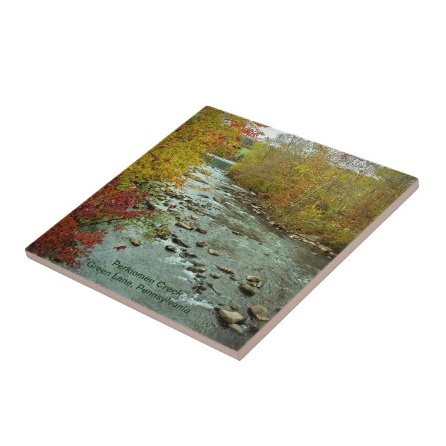 Perkiomen Creek in Autumn  Green Lane Pennsylvania Ceramic Tile (Side)