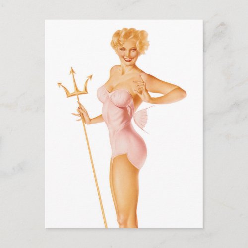 Perky Blonde cutie Vintage Pin up girl Postcard