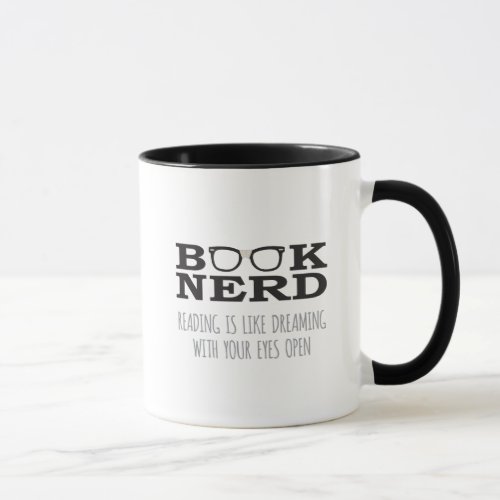 Perky Book Nerd Reading As Dreaming With Eyes Open Mug