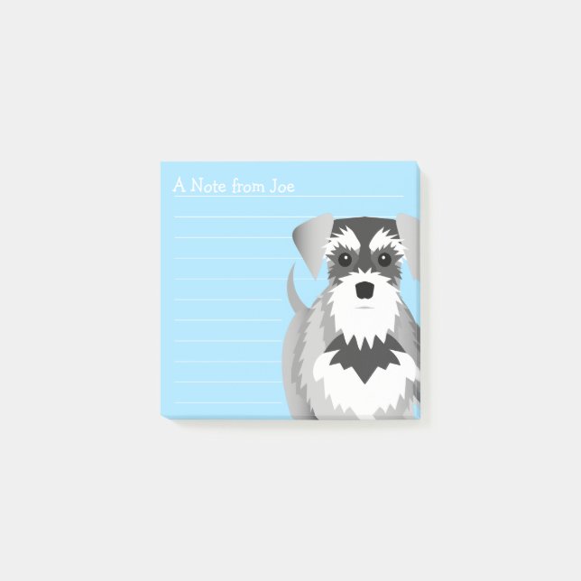 Perky Miniature Schnauzer Cute Blue Post-it Notes (Front)