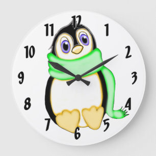 Perky Penguin Large Clock