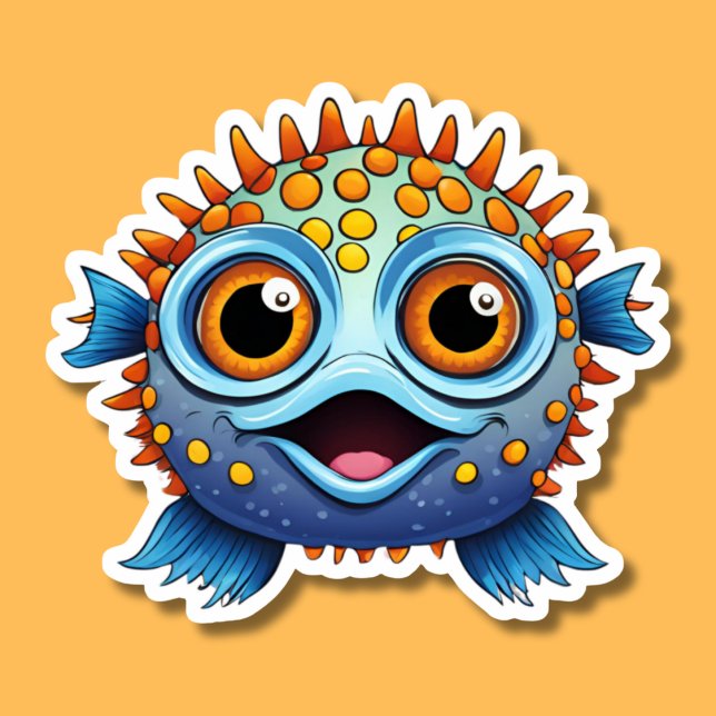 Perky Puffer Fish Waterproof  Sticker (Creator Uploaded)