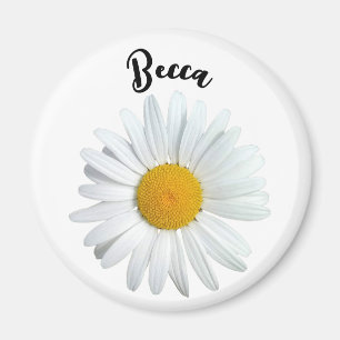 Perky White Daisy Flower Personalized Magnet