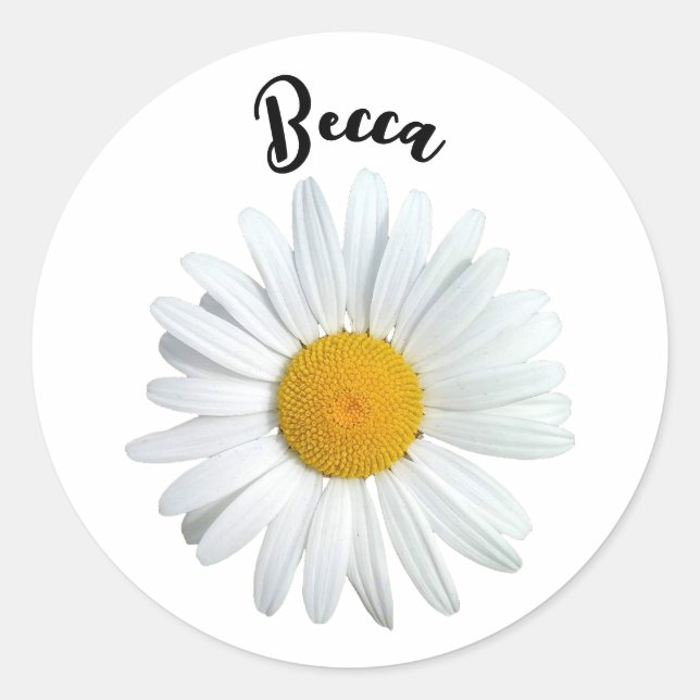 Perky White Daisy Flower Personalized Sticker (Front)
