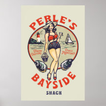"Perle's Bayside Oyster Shack" Cute, Retro Seaside