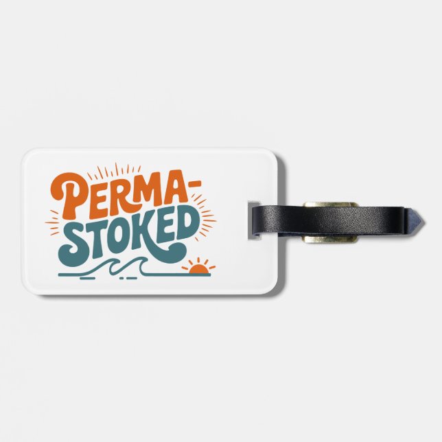 Perma-Stoked Waves Luggage Tag (Back Horizontal)