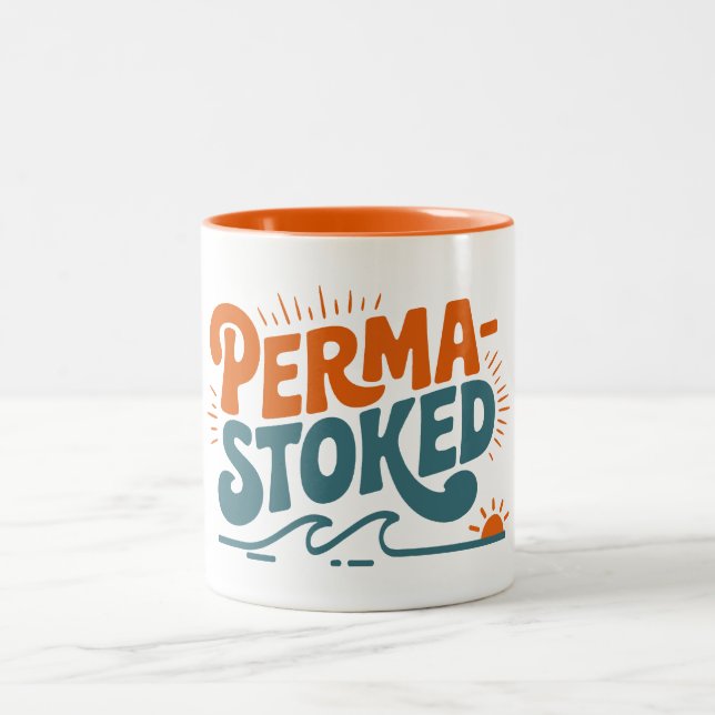 Perma-Stoked Waves Two-Tone Coffee Mug (Center)