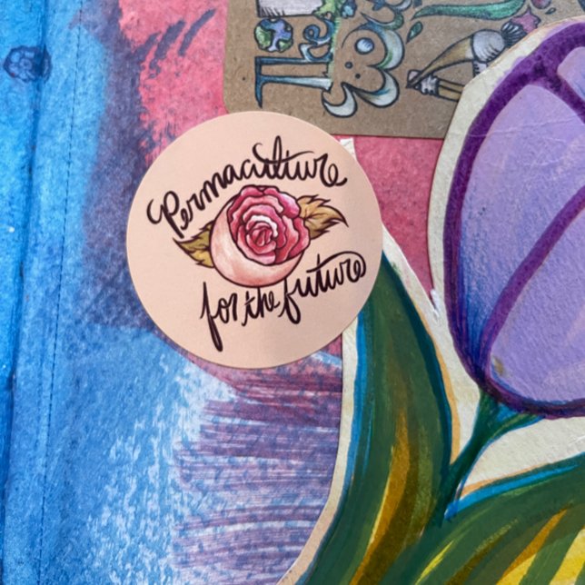 Permaculture for the Future Gardening Artwork      Classic Round Sticker (Creator Uploaded)