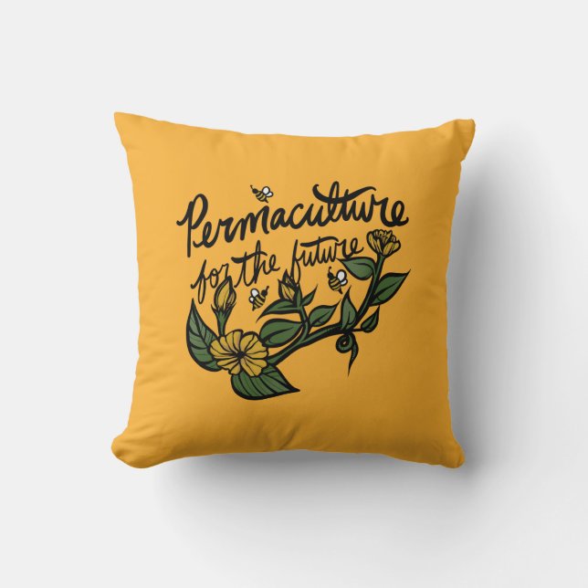 Permaculture for the future throw pillow (Front)
