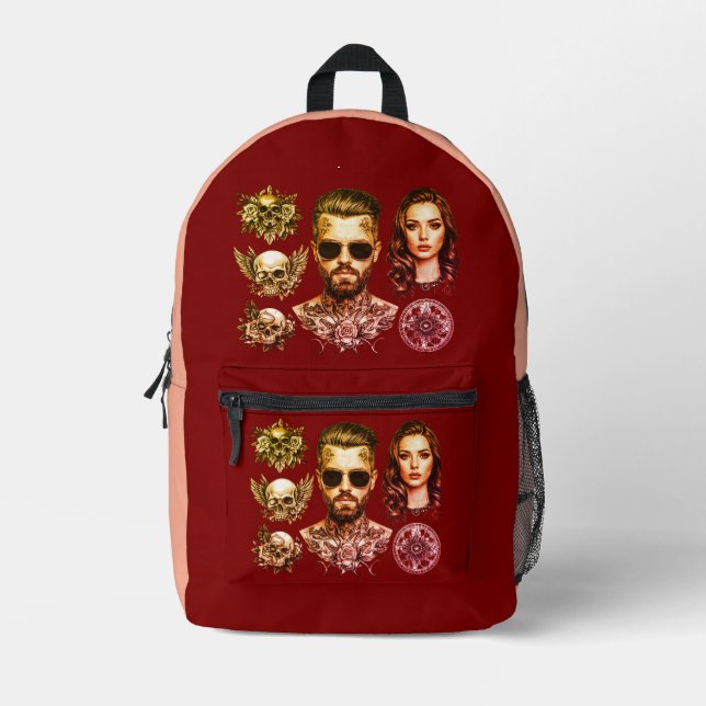 Permanent Ink, Fleeting Time Printed Backpack (Front)