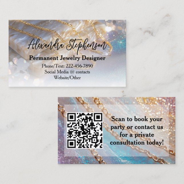 Permanent Jewelry Designer Consultant Elegant Business Card (Front/Back)