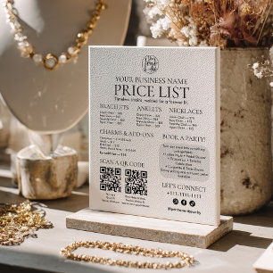 Permanent Jewelry Display Price List QR code Menu Foam Board