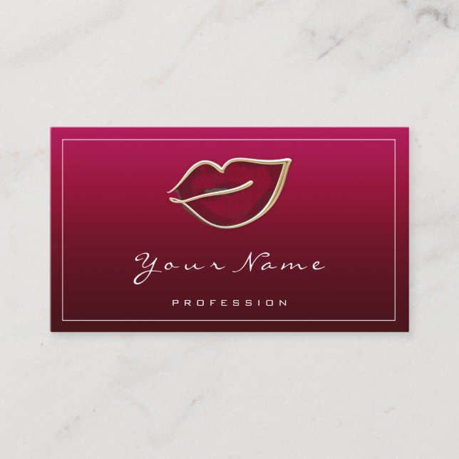 Permanent Makeup Beauty Kiss Lips QR LOGO Red   Business Card (Front)