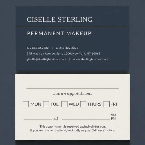 Permanent Makeup Office Appointment Reminder Card