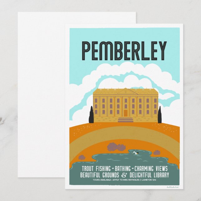 Permberley Vintage Travel Poster Invitation (Front/Back)