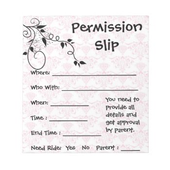 Permission Slip : Notepad by luckygirl12776 at Zazzle